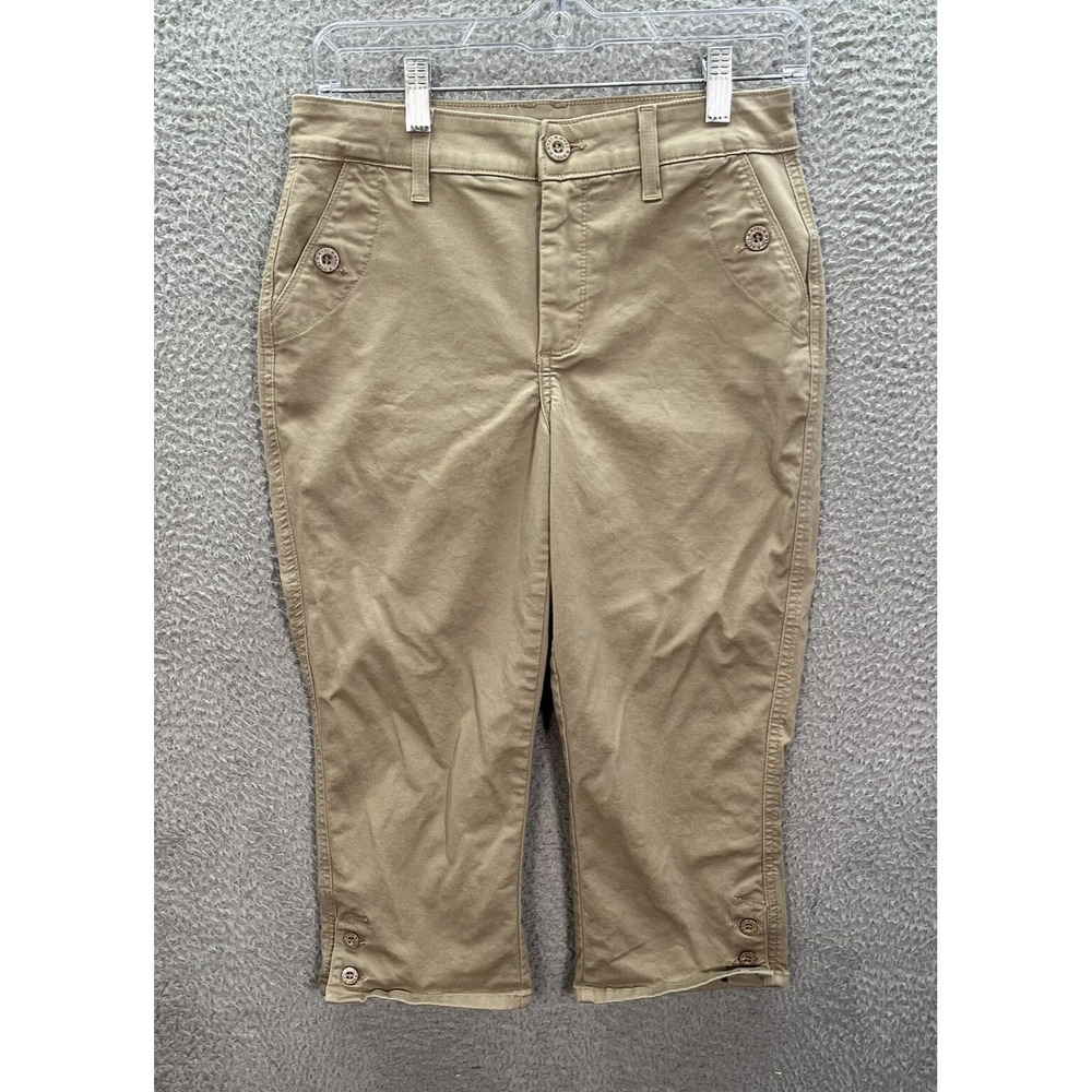 NYDJ Pants Womens 4 Petite Tan Cropped Chino Lift Tuck Technology Preppy Casual